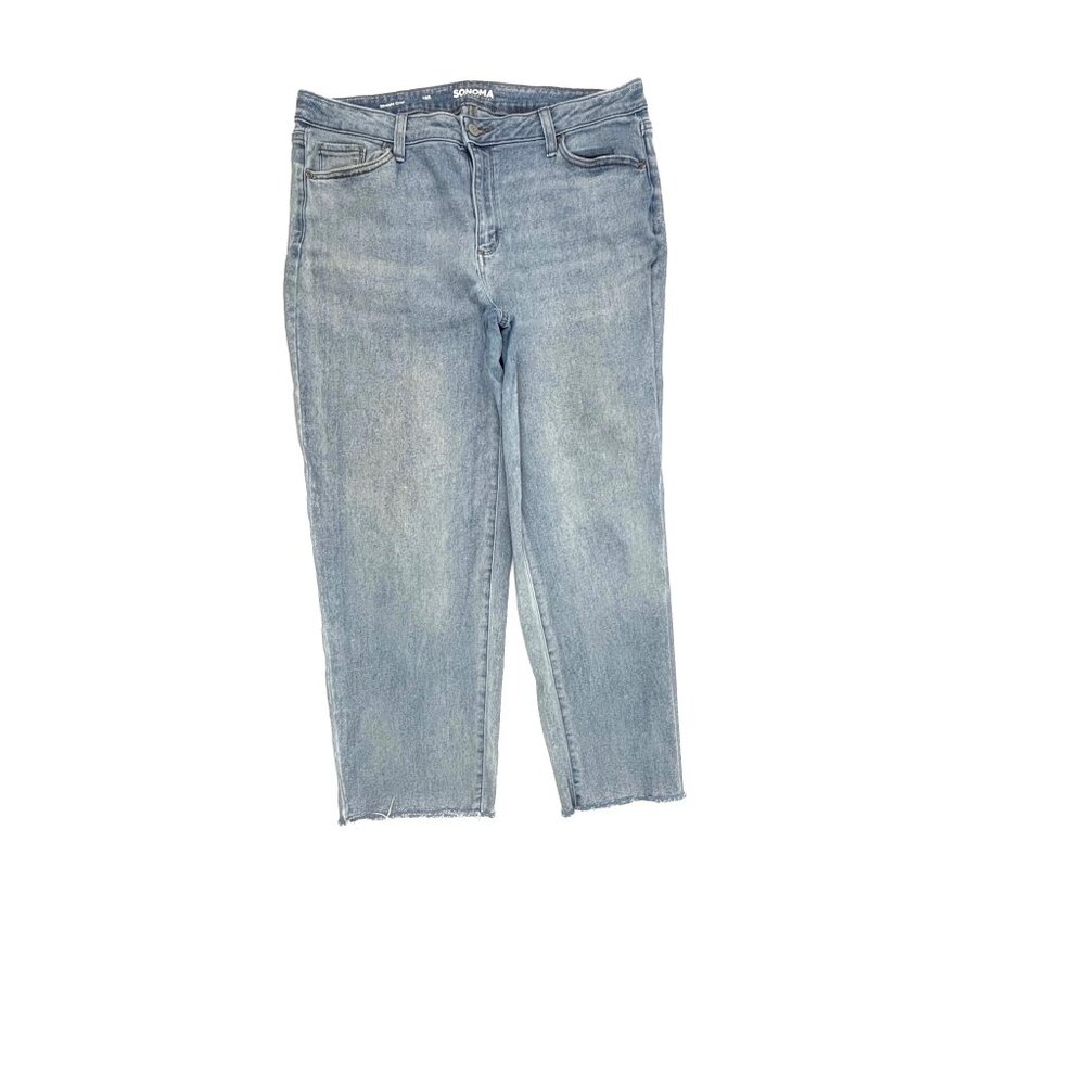 Sonoma Straight Crop Raw Hem Women's size 16 Light Wash Blue Denim Jeans